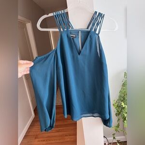 BEBE Cold Shoulder Long Sleeve Flowy Blouse